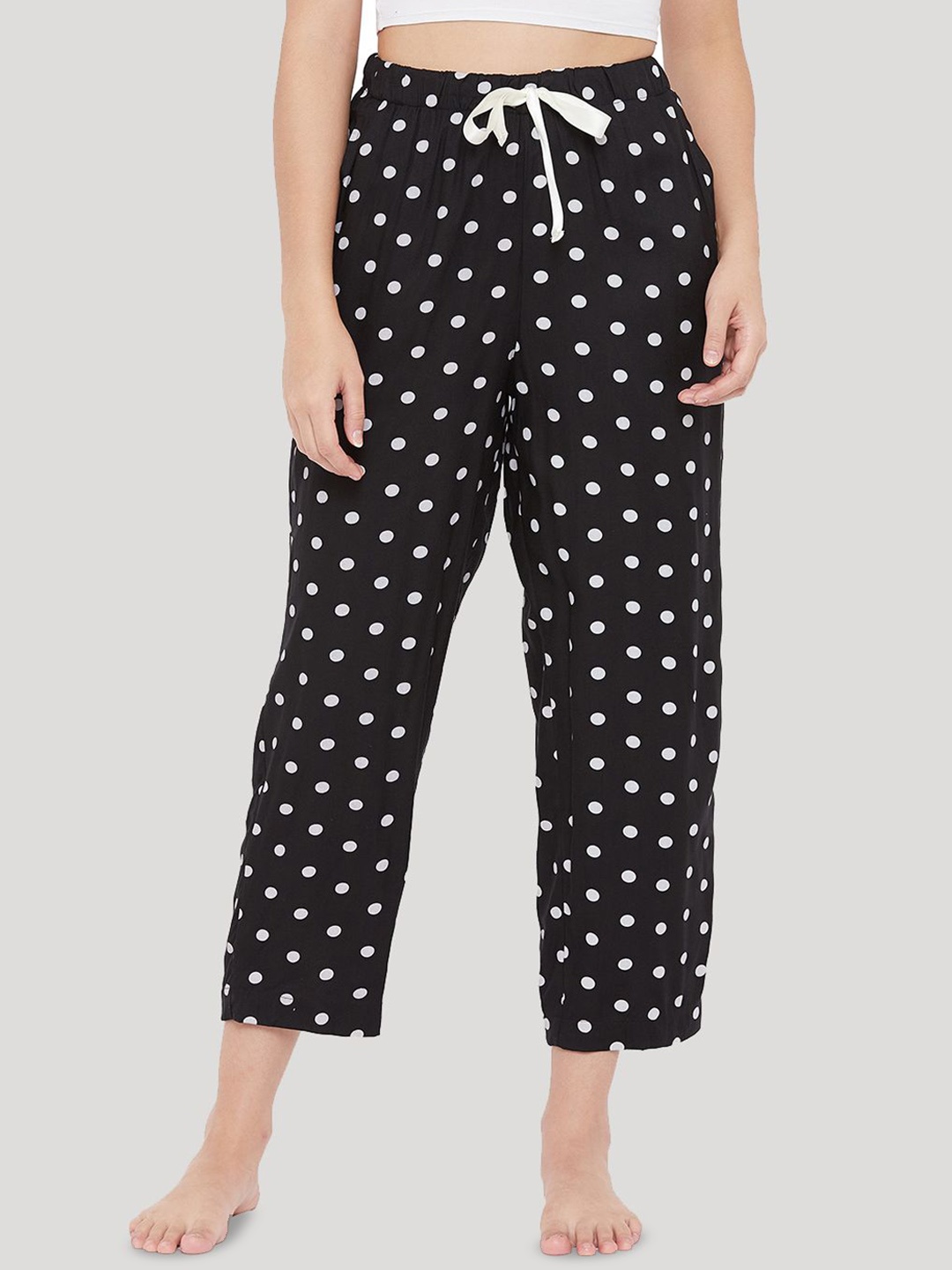 

Style Shoes Women Printed Mid-Rise Lounge Pants, Black
