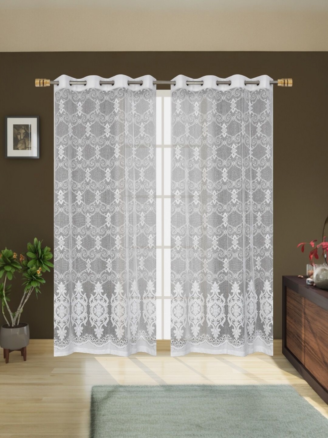 

BIGGER FISH White Set of 2 Sheer Door Curtain