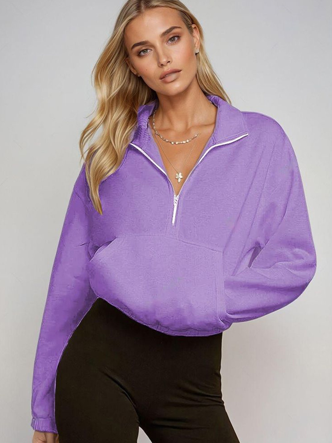 

Kotty Women High Neck Pullover Sweatshirt, Purple