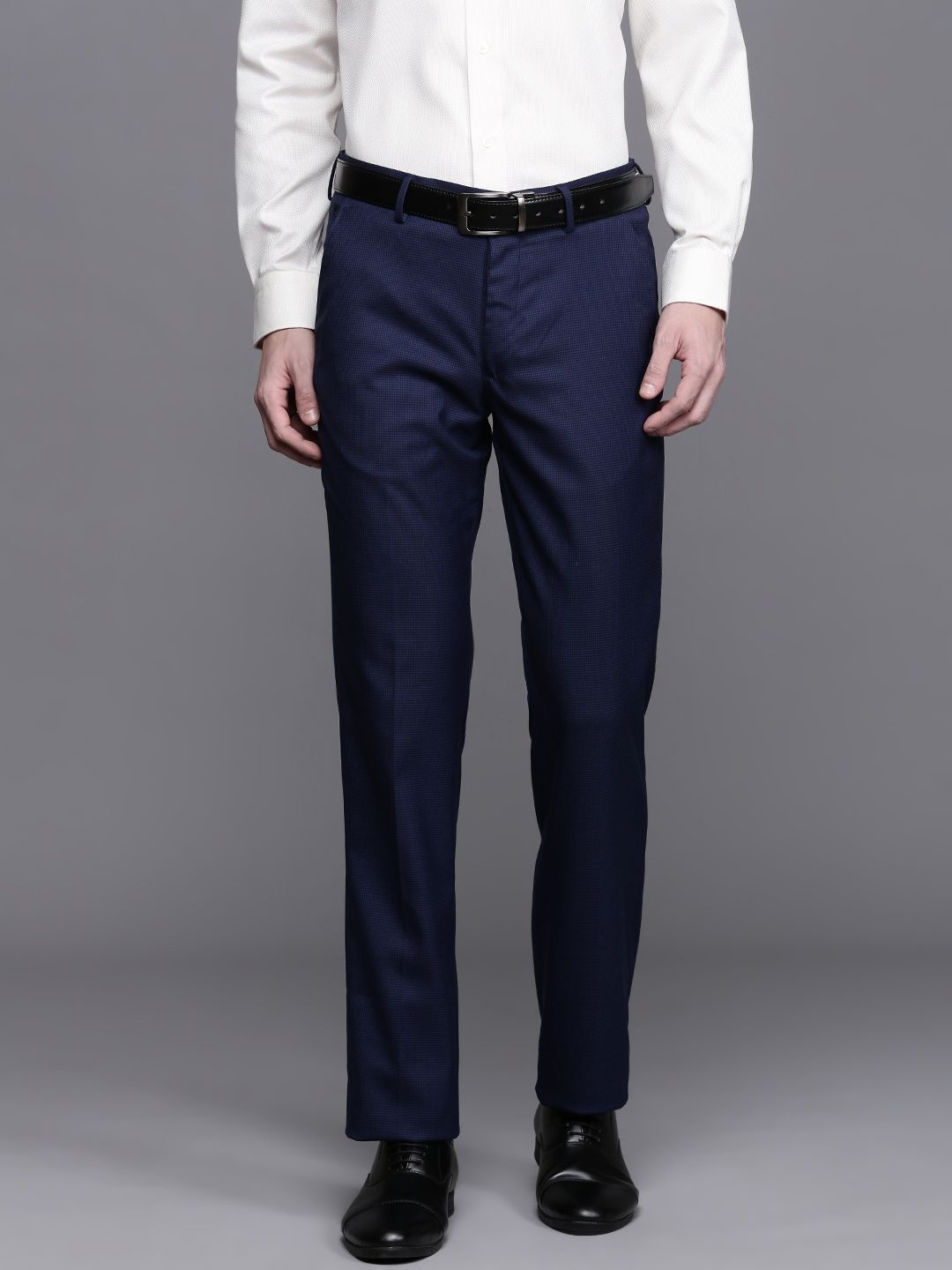 

Louis Philippe Men Formal Trousers, Navy blue
