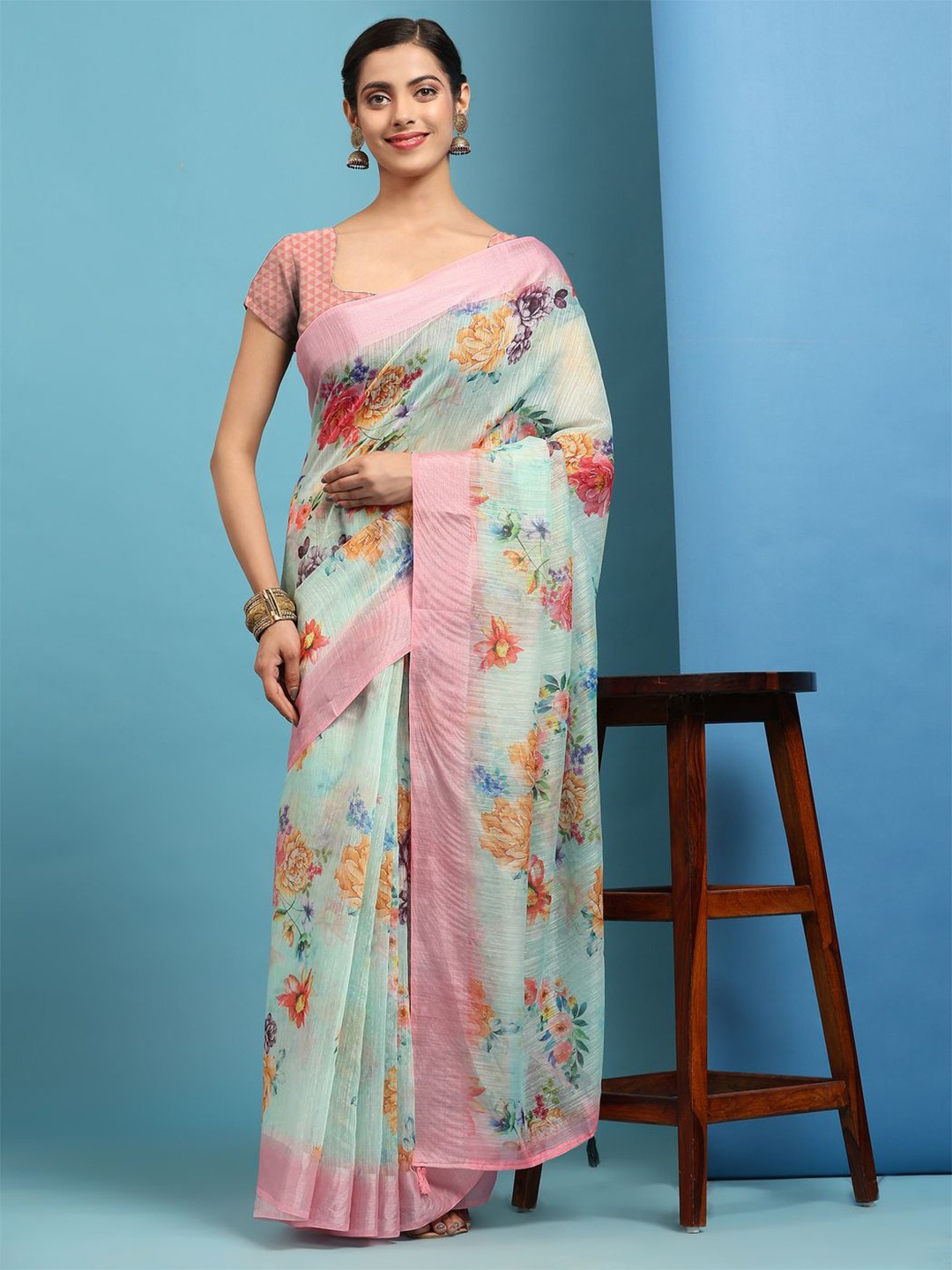 

Anouk Floral Printed Saree, Green