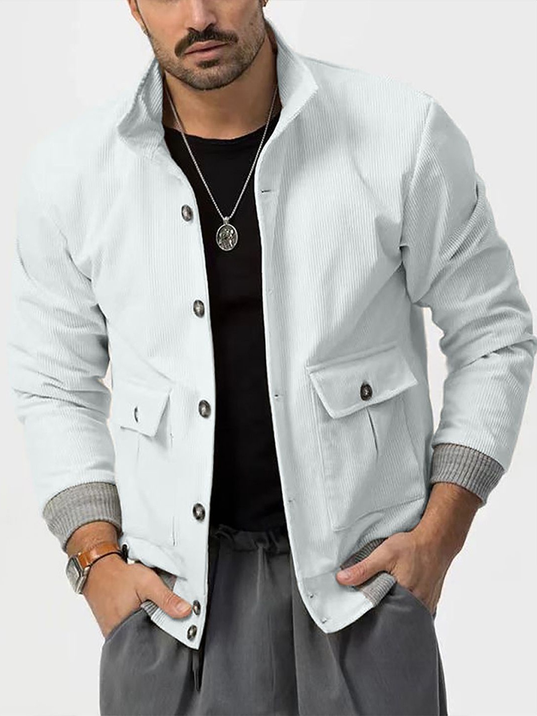 

StyleCast x Revolte Men Open Front Jacket, White