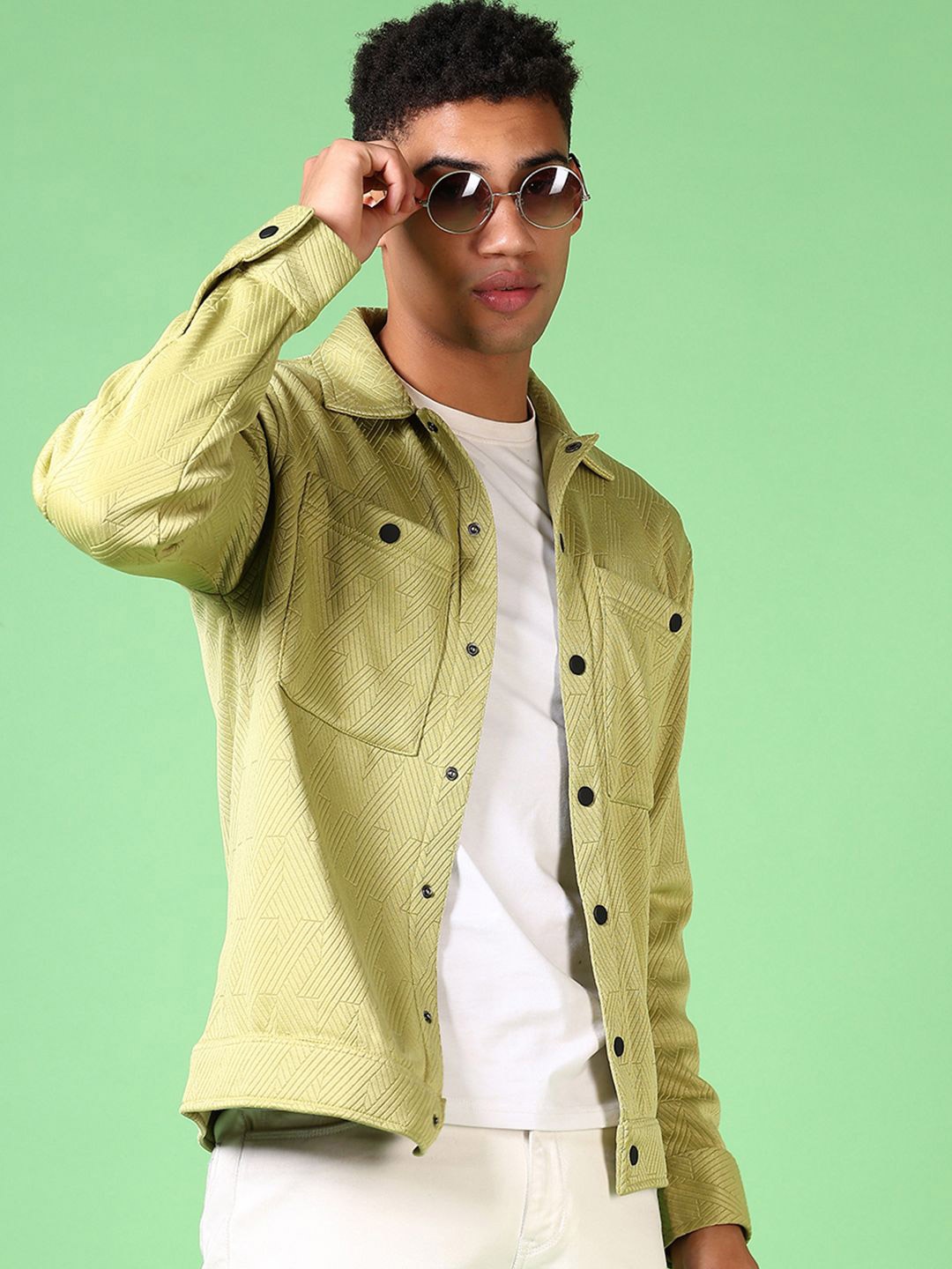 

V-Mart Men Opaque Casual Shirt, Green
