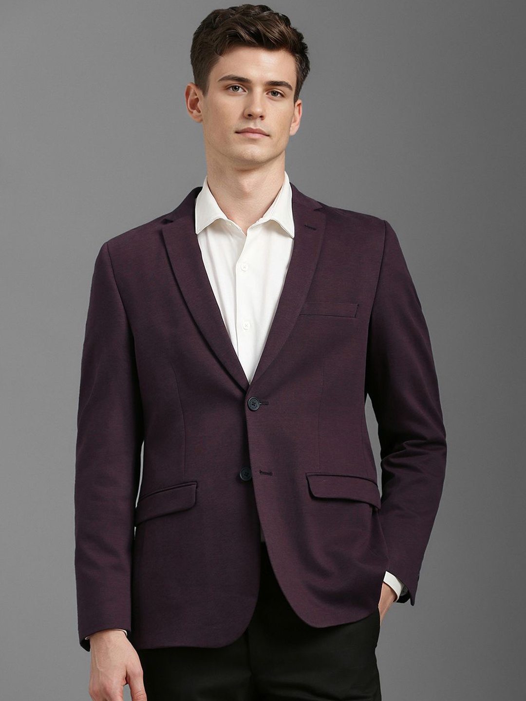 

Louis Philippe Sport Slim-Fit Single-Breasted Notched Lapel Casual Blazer, Purple