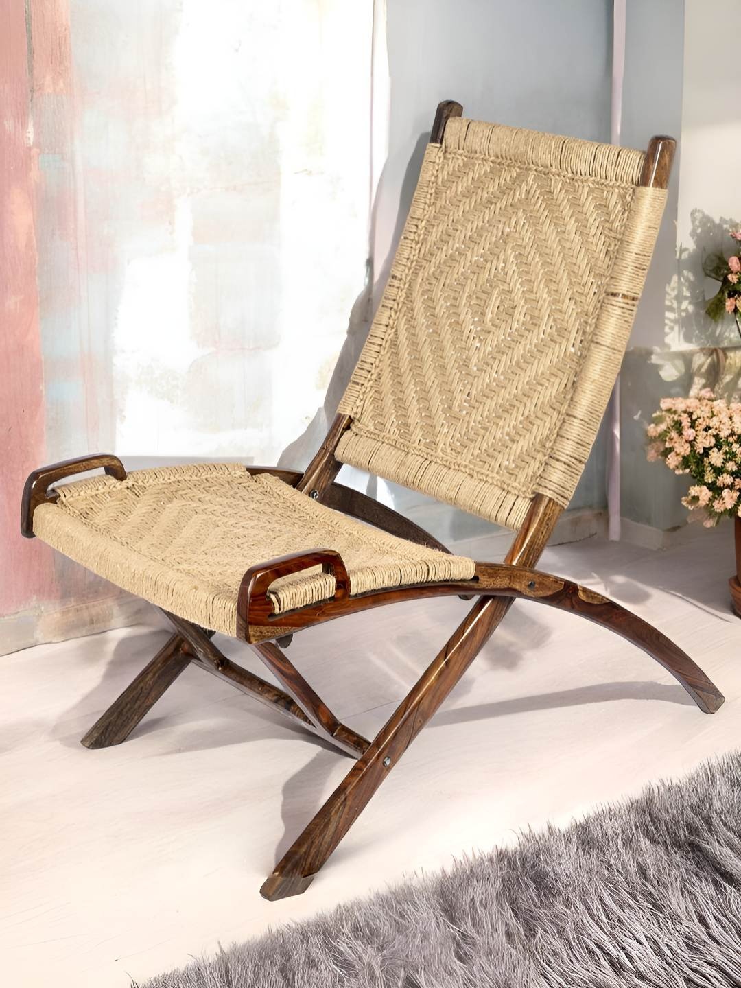 

Ikiriya Beige Wooded Lounge Chair