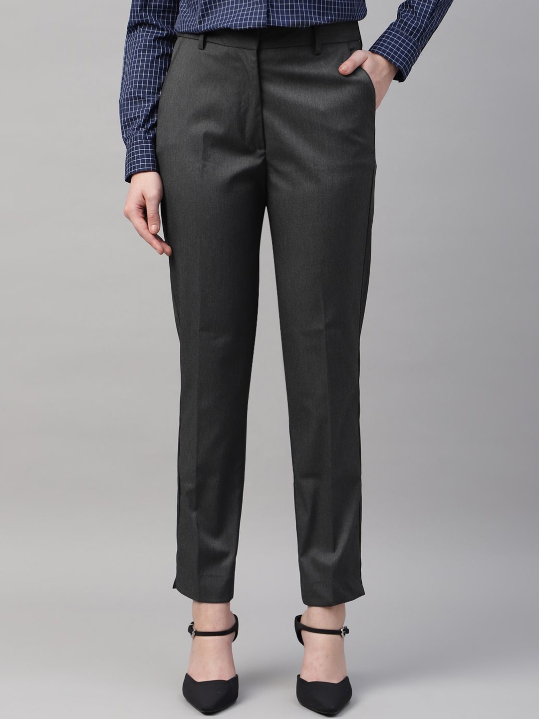 

Hancock Women Slim Fit High-Rise Stretchable Trousers, Grey