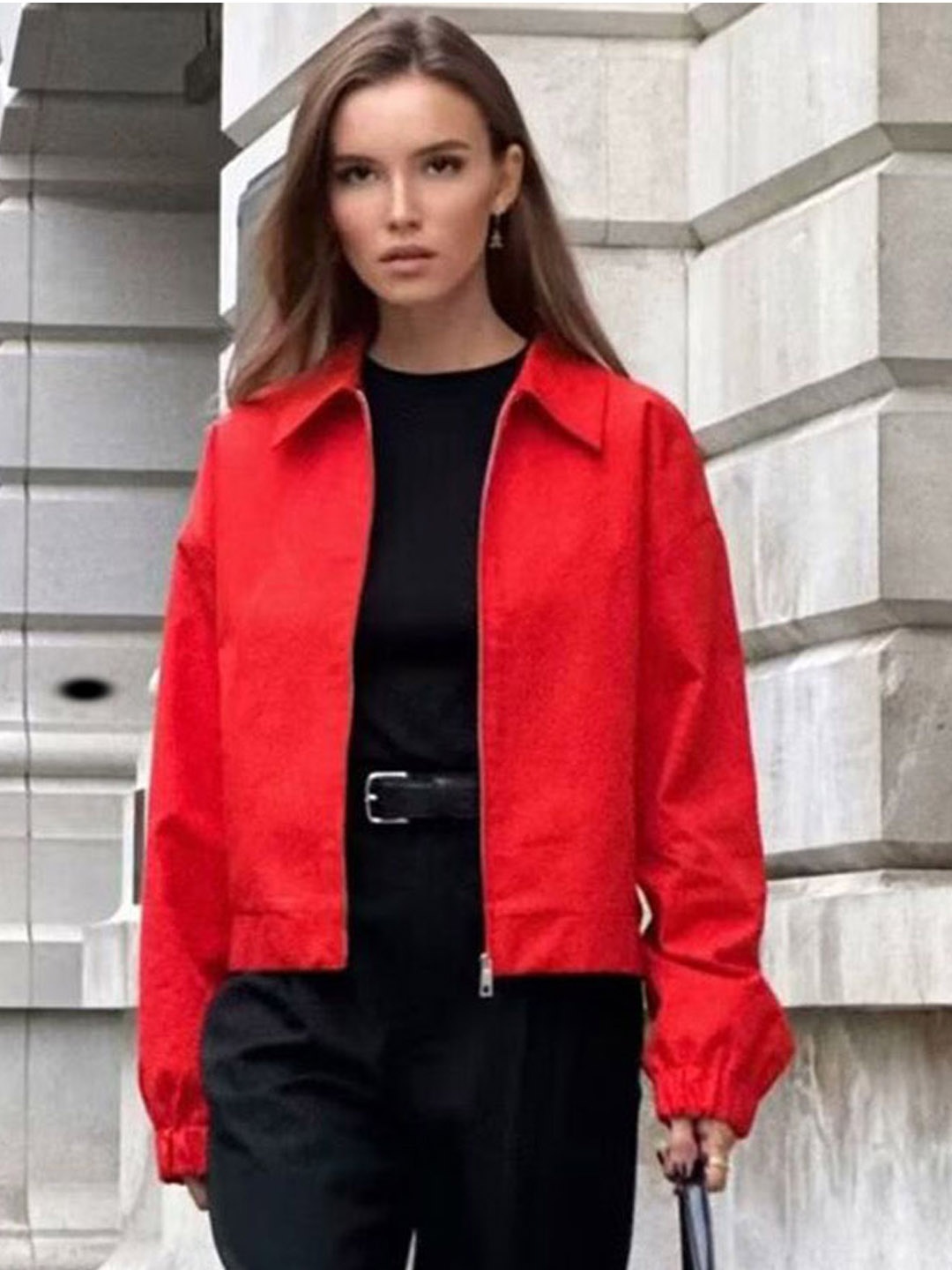 

StyleCast Women Open Front Jacket with Patchwork, Orange
