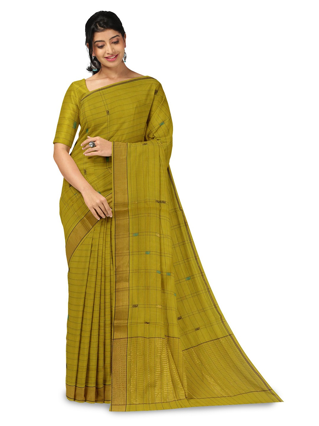 

APCO Woven Design Zari Pure Cotton Saree, Green
