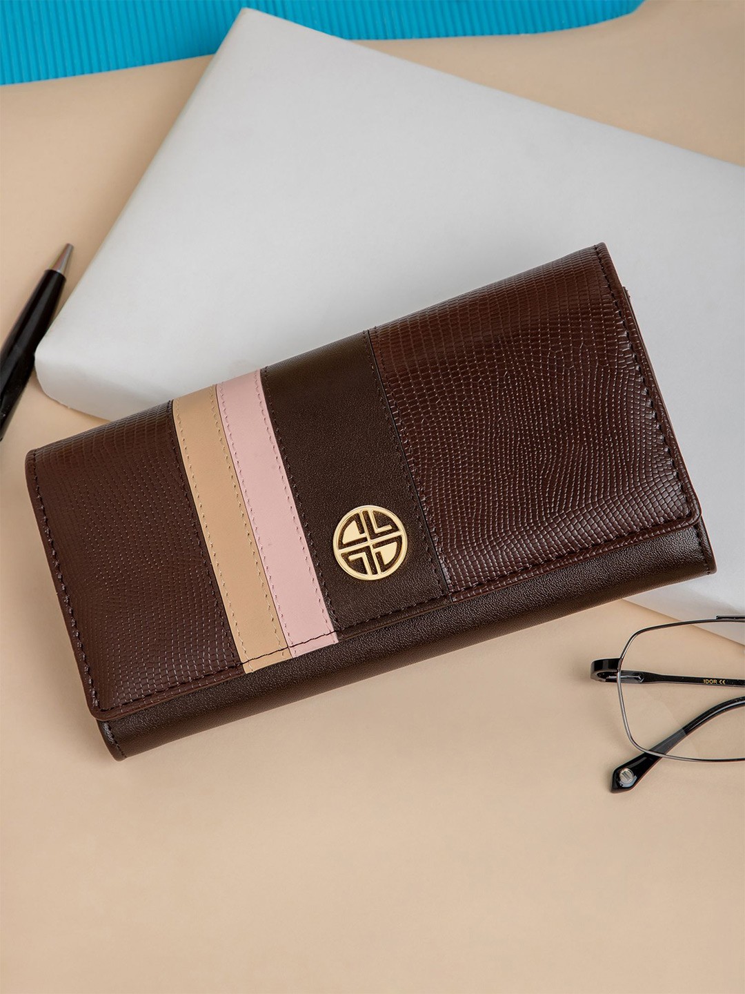 

Carlton London Women PU Two Fold Wallet, Brown