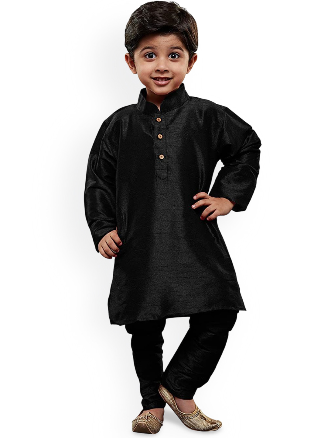 

BAESD Boys Regular Kurta with Pyjamas, Black