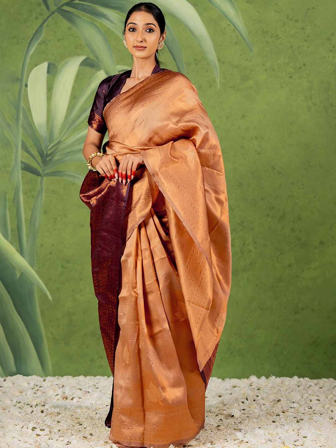 

Subham Ethnic Motifs Zari Kanjeevaram Saree, Gold