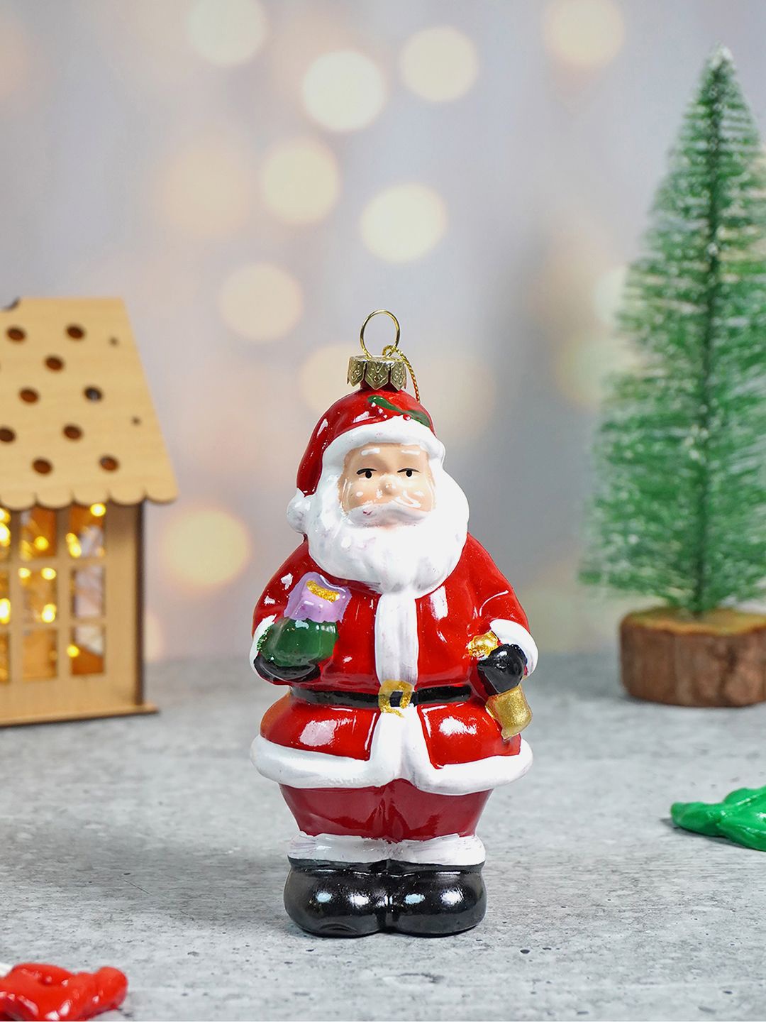 

Little Surprise Box LLP Red & White Standing Santa Claus Christmas Tree Ornaments