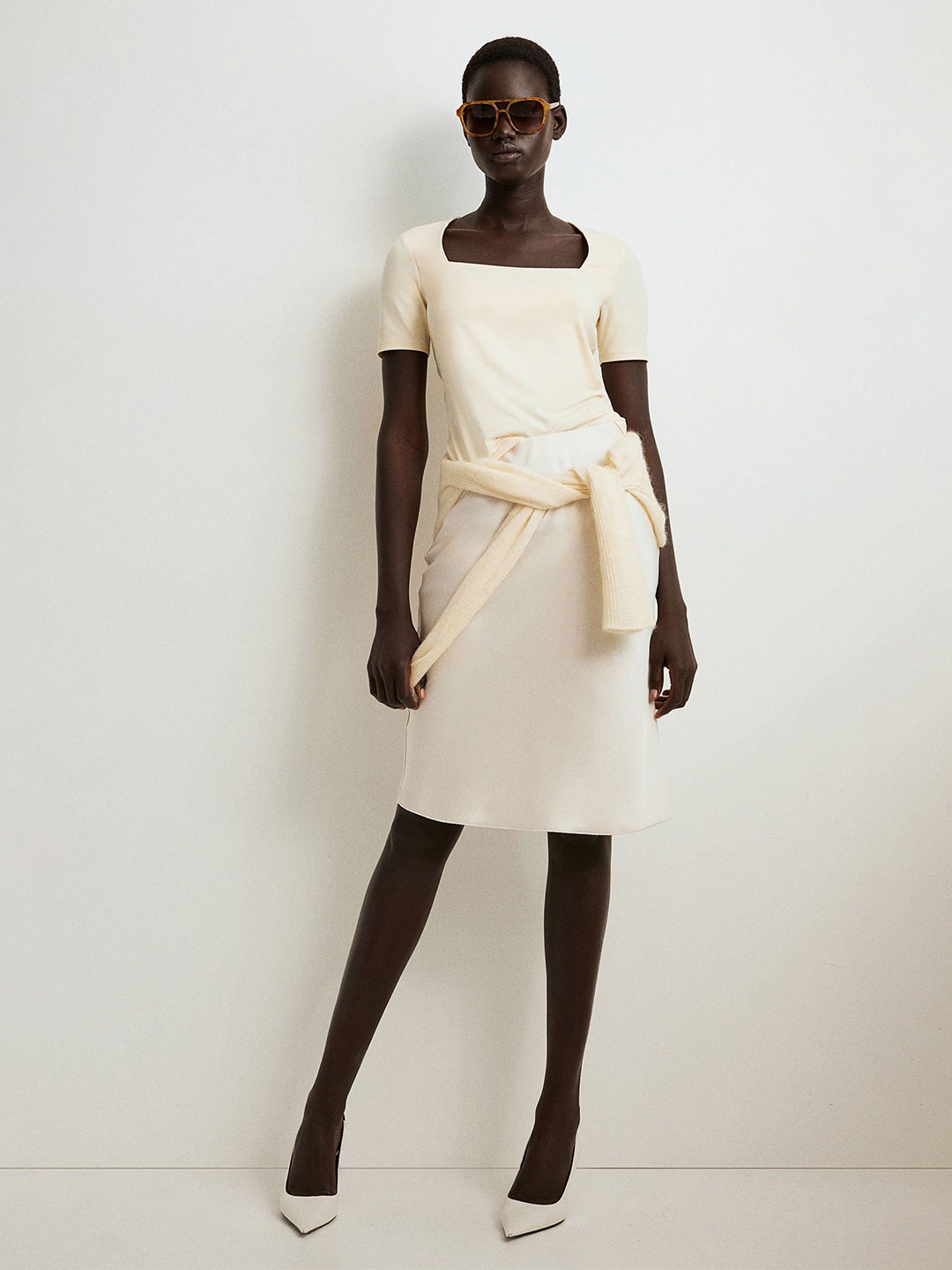 

H&M Square-Neck Top, Yellow