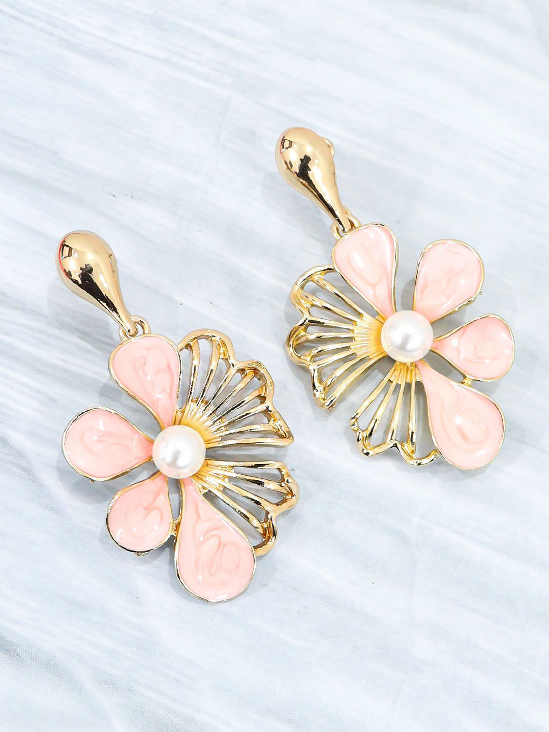 

VAGHBHATT Floral Drop Earrings, Pink