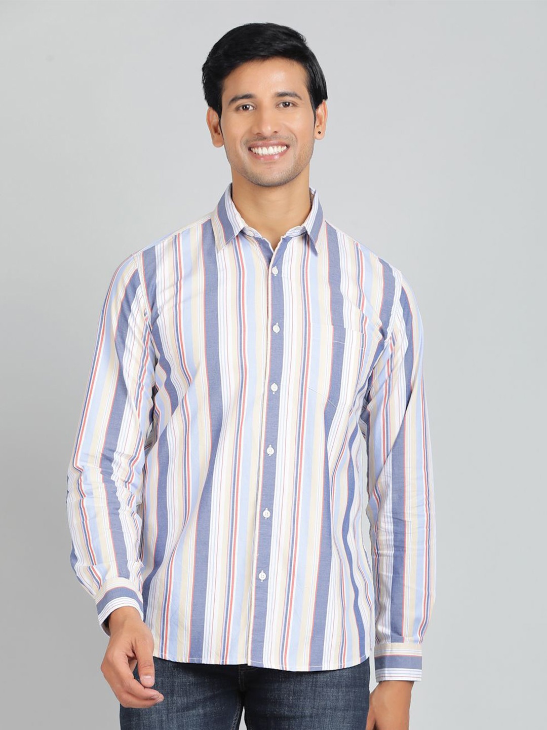 

JADE BLUE Men Slim Fit Opaque Striped Casual Shirt