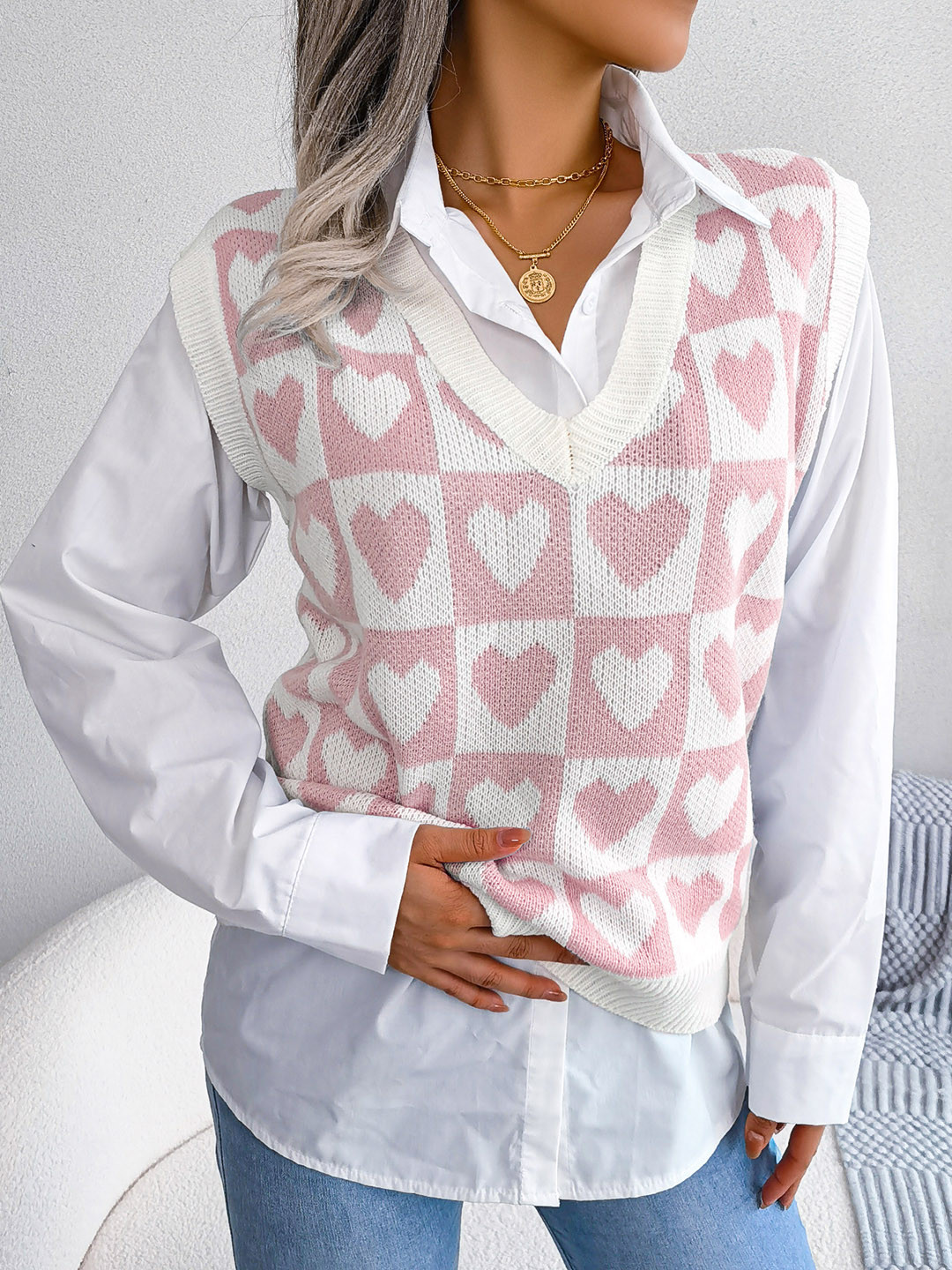 

HERE&NOW Women Printed Pullover, Pink
