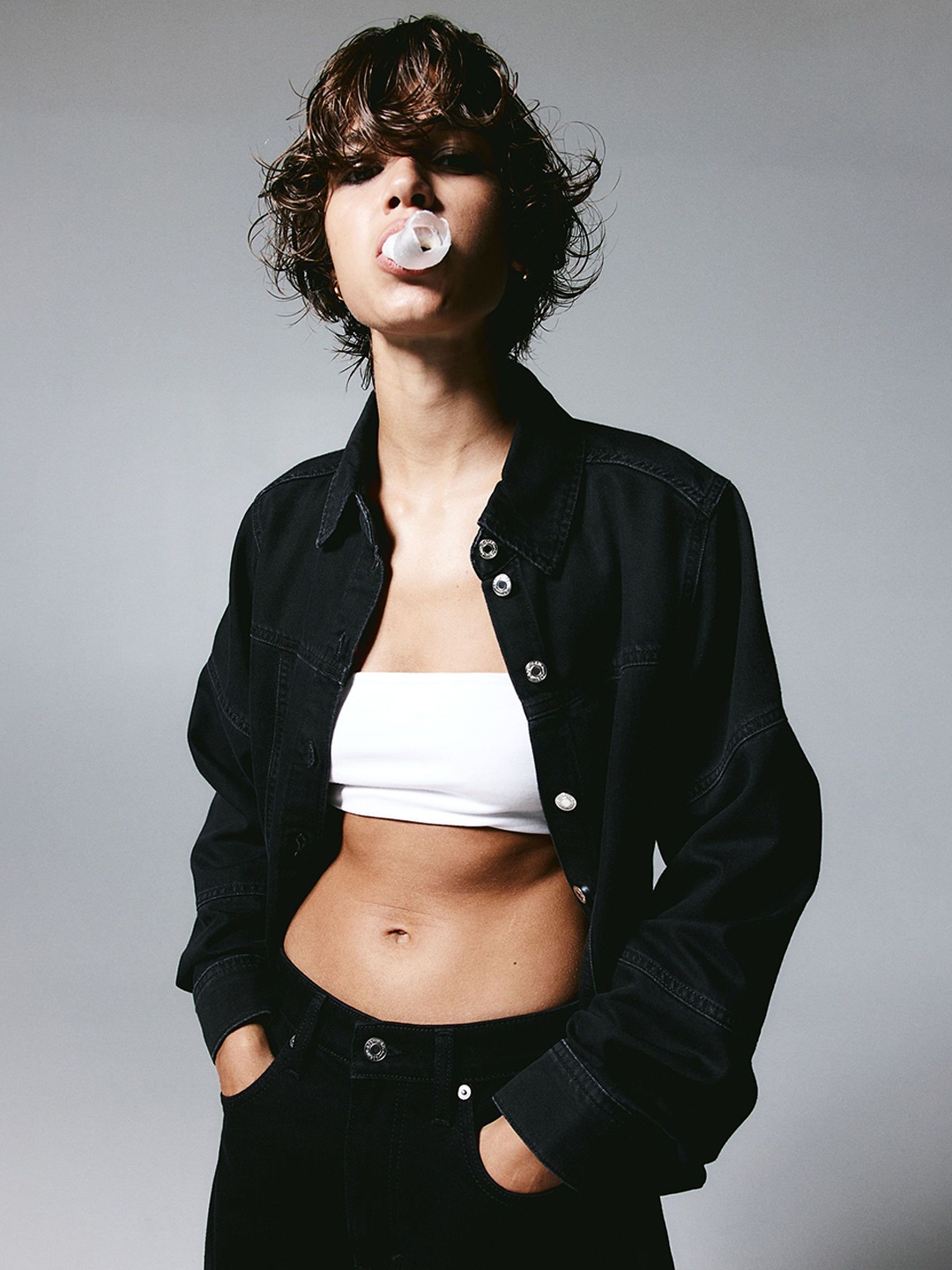 

H&M Denim Shirt, Black
