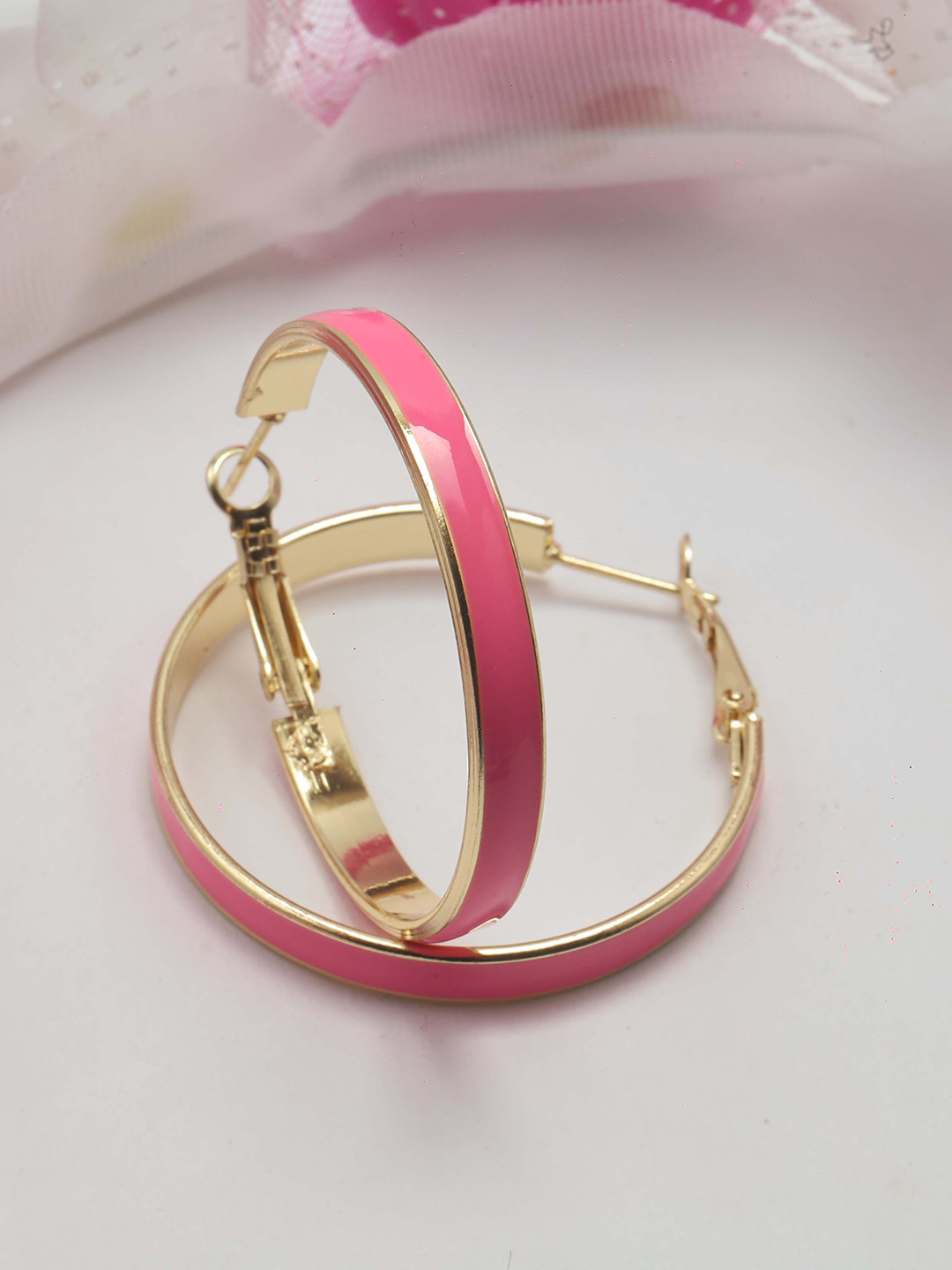 

Maansh Contemporary Hoop Earrings, Pink