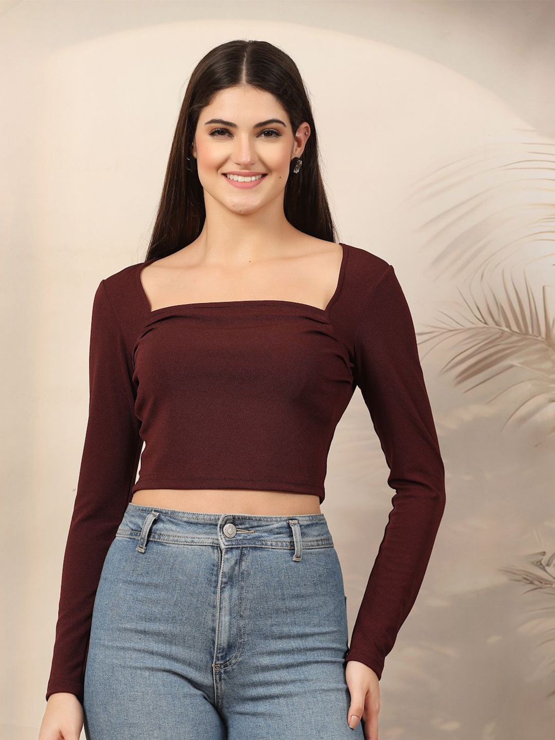 

aayu Women Square Neck Crop Top, Purple