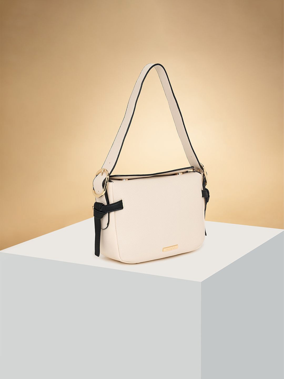 

Forever Glam by Pantaloons Colourblocked PU Structured Shoulder Bag, Off white