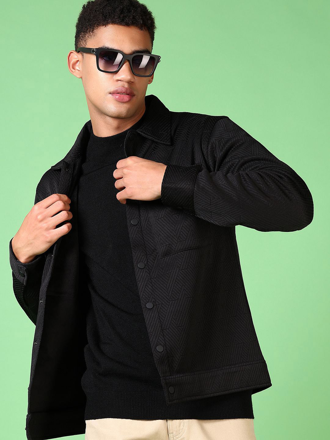 

V-Mart Men Opaque Casual Shirt, Black