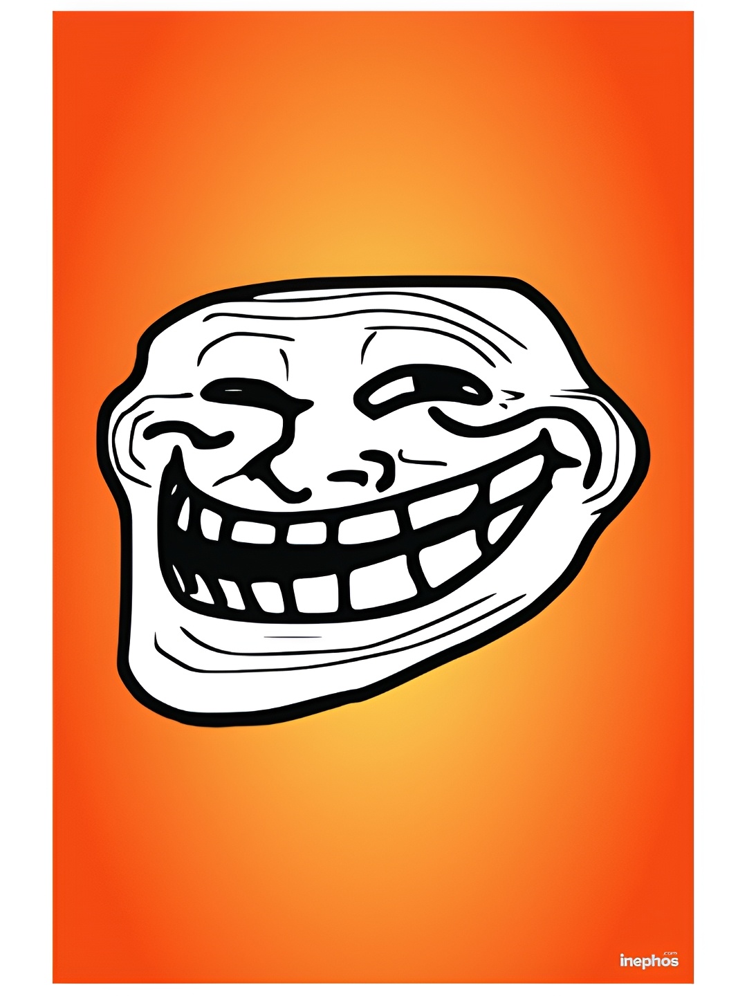 

Inephos Orange & White Troll Face Funny Vinyl Poster