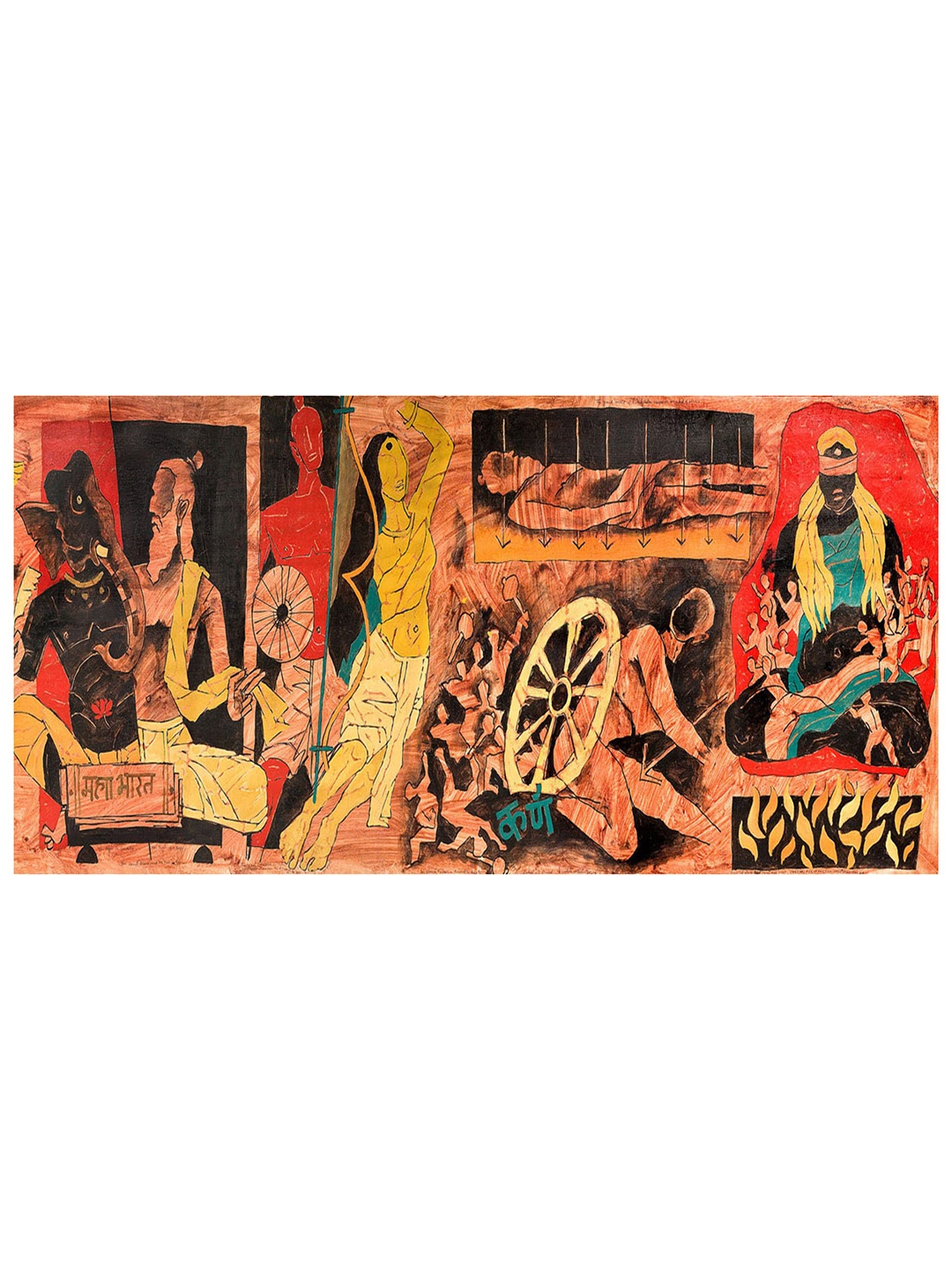 

Adventures India Orange & Black Wooden Painting Wall Art