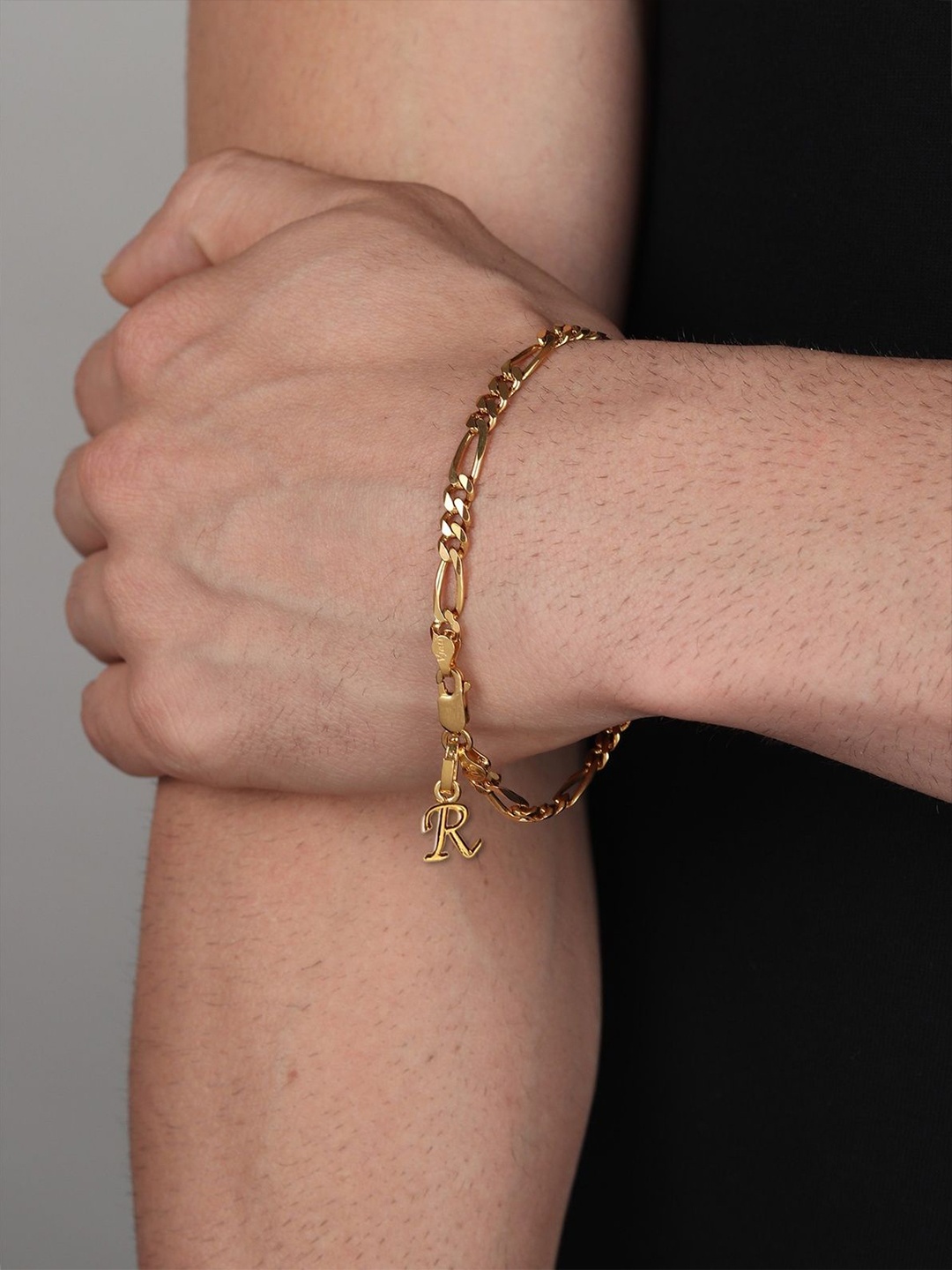 

AKSHAT SAPPHIRE Men Sterling Silver Gold-Plated Link Bracelet