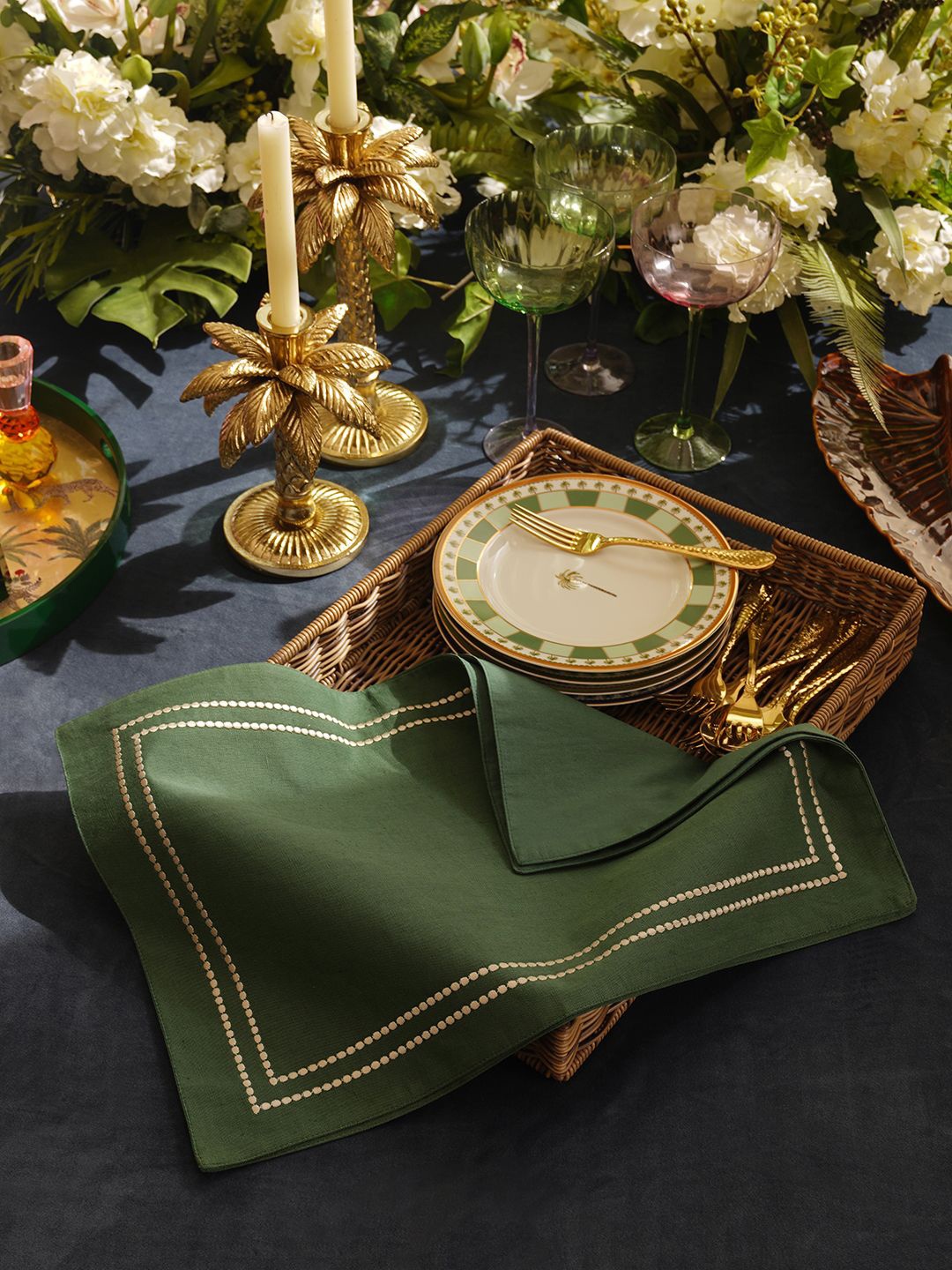 

Pure Home and Living 2-Pcs Green Embellished Table Placemats