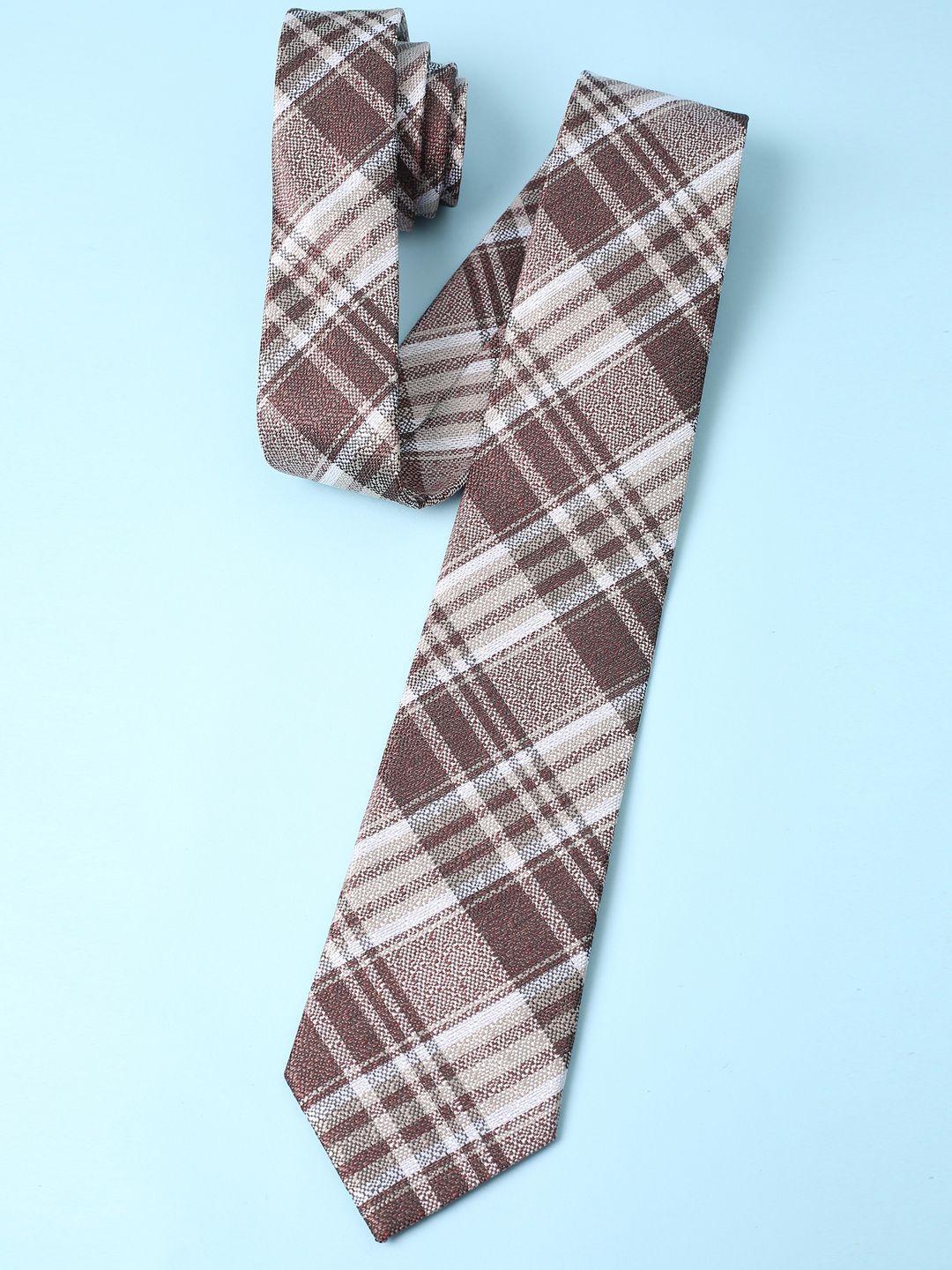 

Van Heusen Men Checked Ascot Tie, Brown