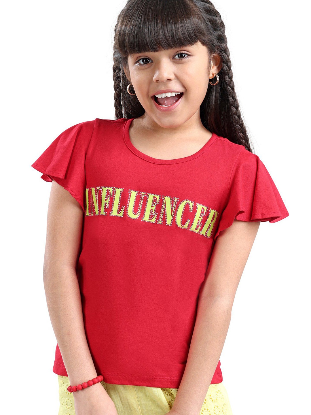 

ARIAS By LARA DUTTA Girls Printed Cotton Top, Red