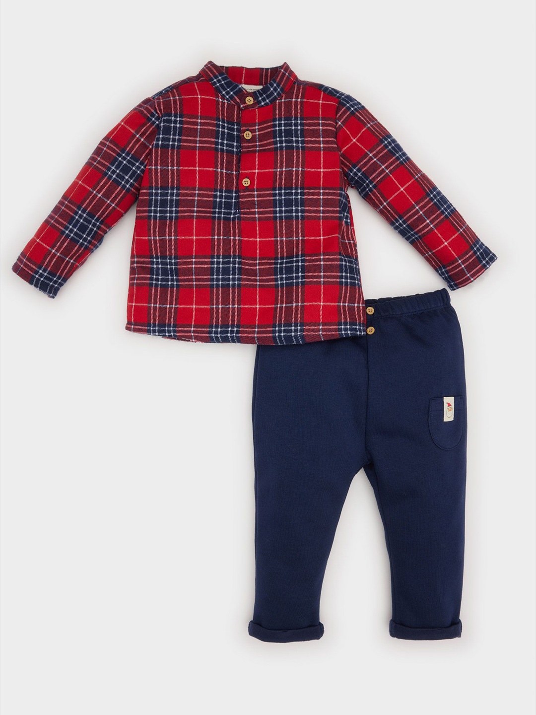 

DeFacto Boys Checked Shirt with Trousers, Red