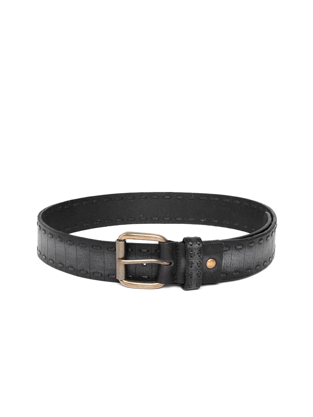 

ART N VINTAGE Men Textured Leather Belt, Black