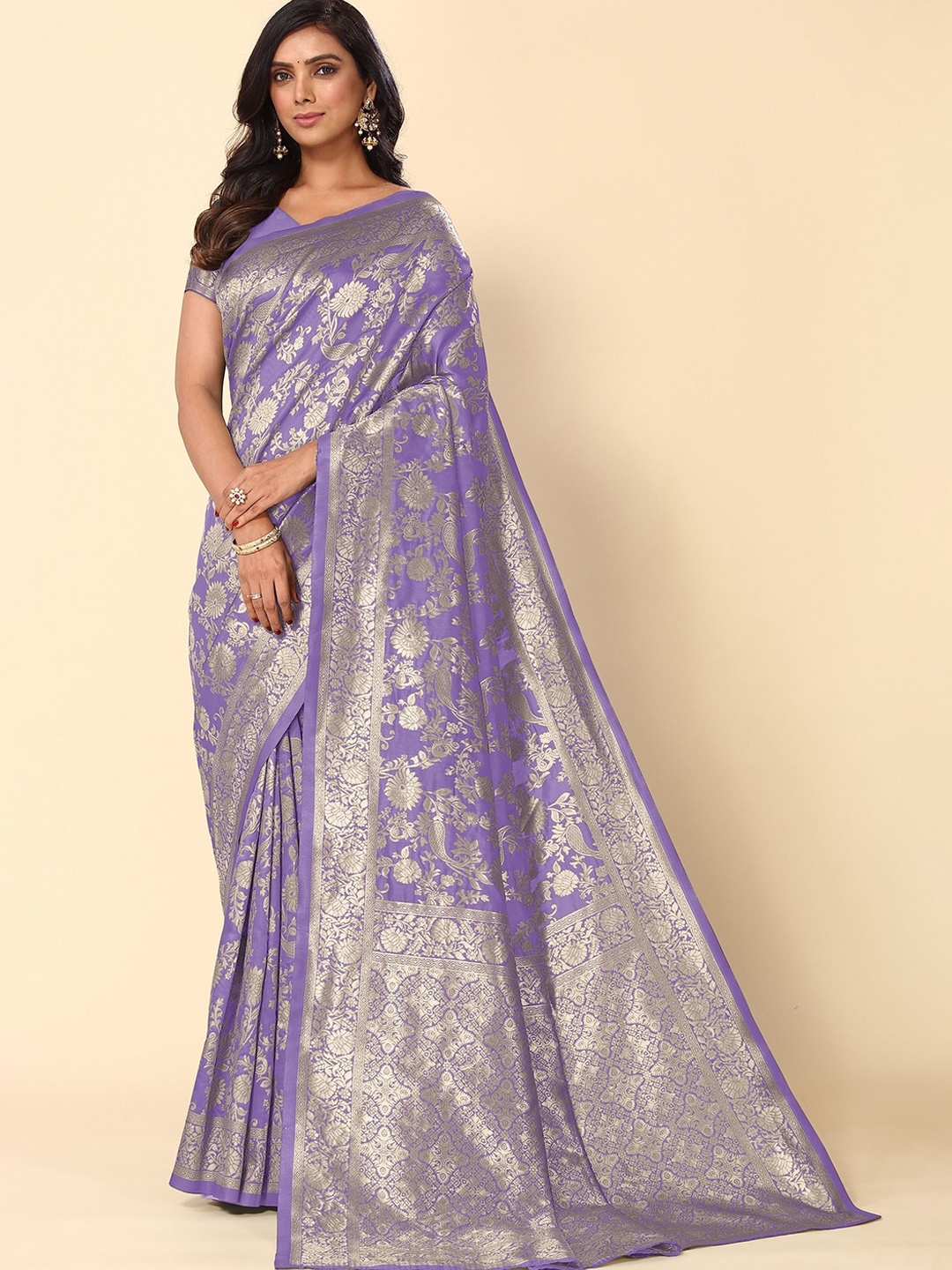

Subham Woven Design Zari Banarasi Saree, Purple