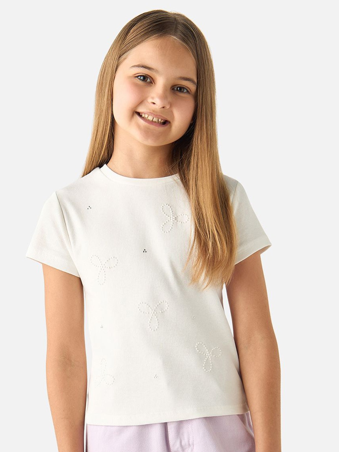 

Juniors by Babyshop Girls Embellished Cotton Top, White
