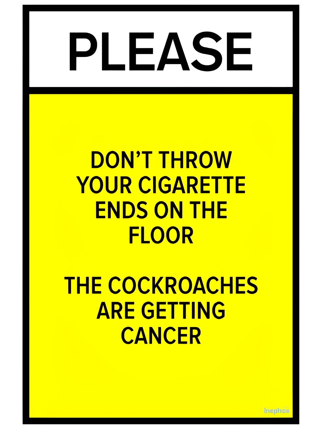 

Inephos Yellow & White Warning Cigarette Funny Vinyl Poster