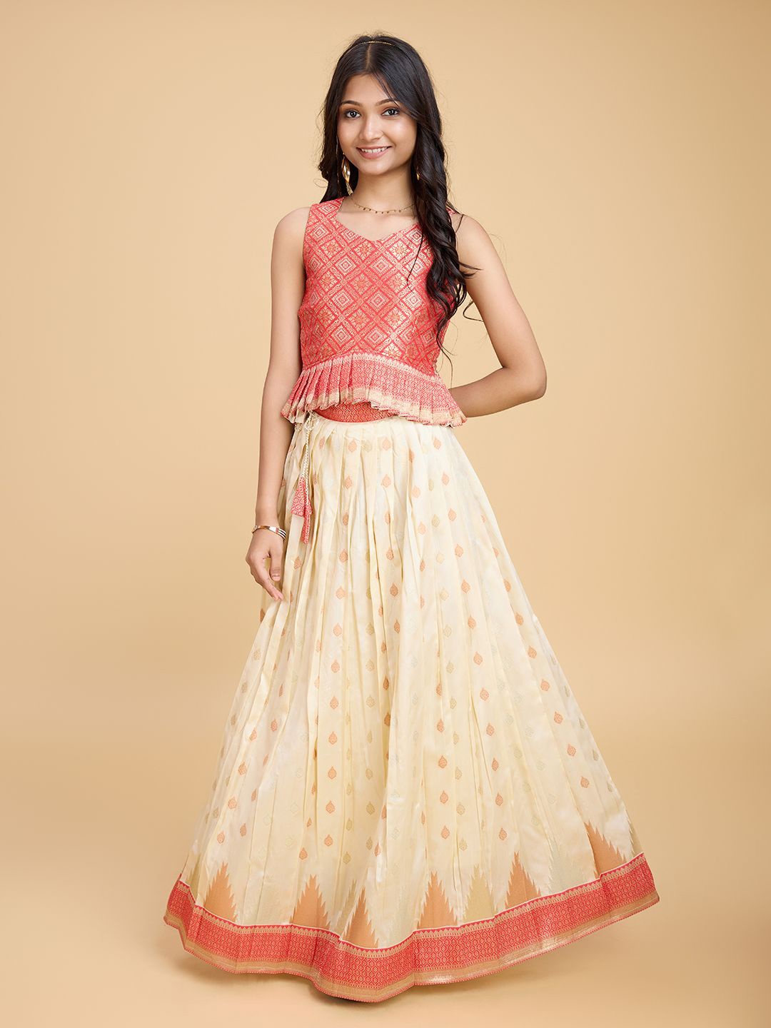 

Tasarika Girls Ready to Wear Lehenga &, Cream