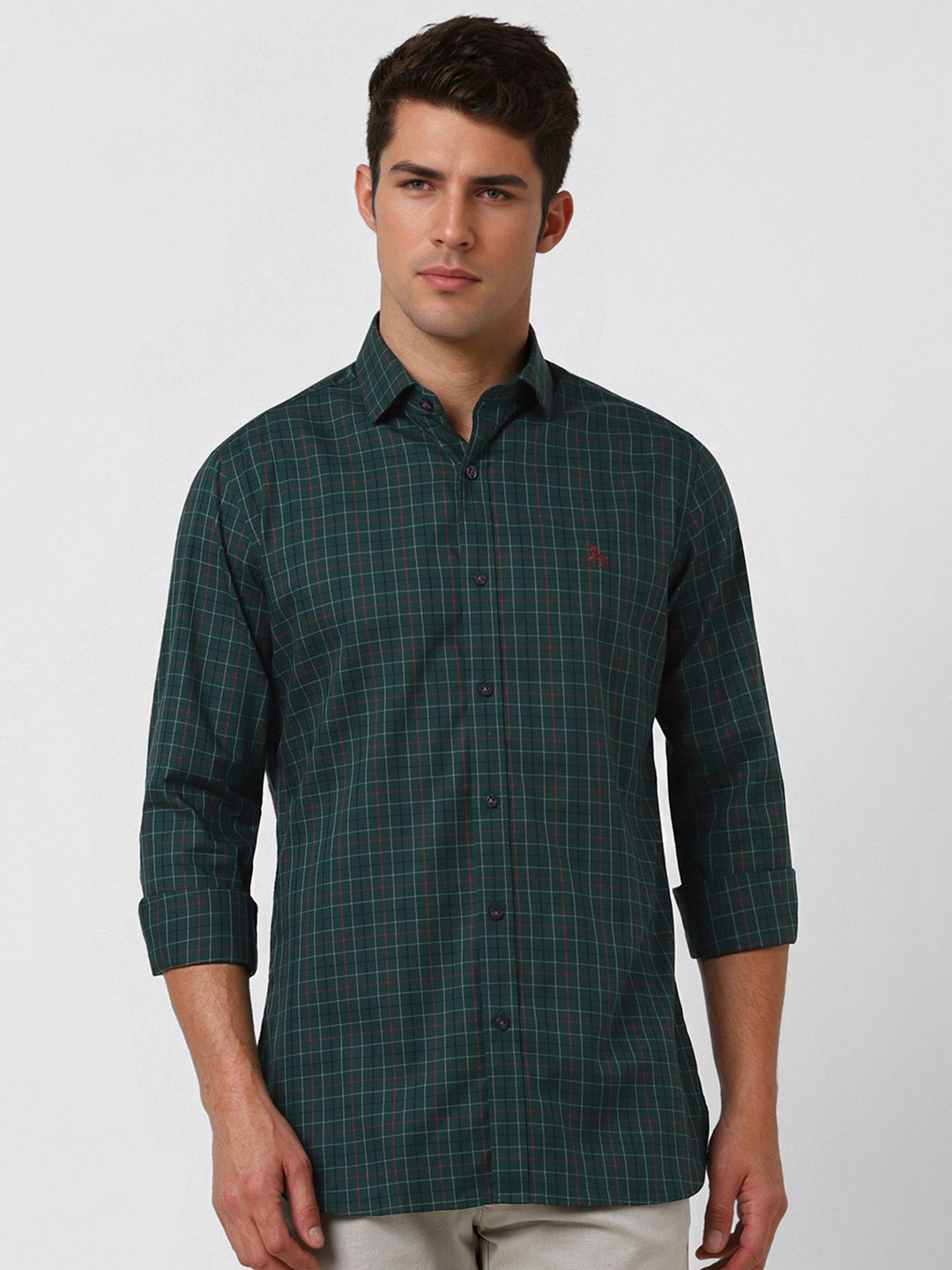 

Van Heusen Sport Men Slim Fit Opaque Checked Casual Shirt, Green