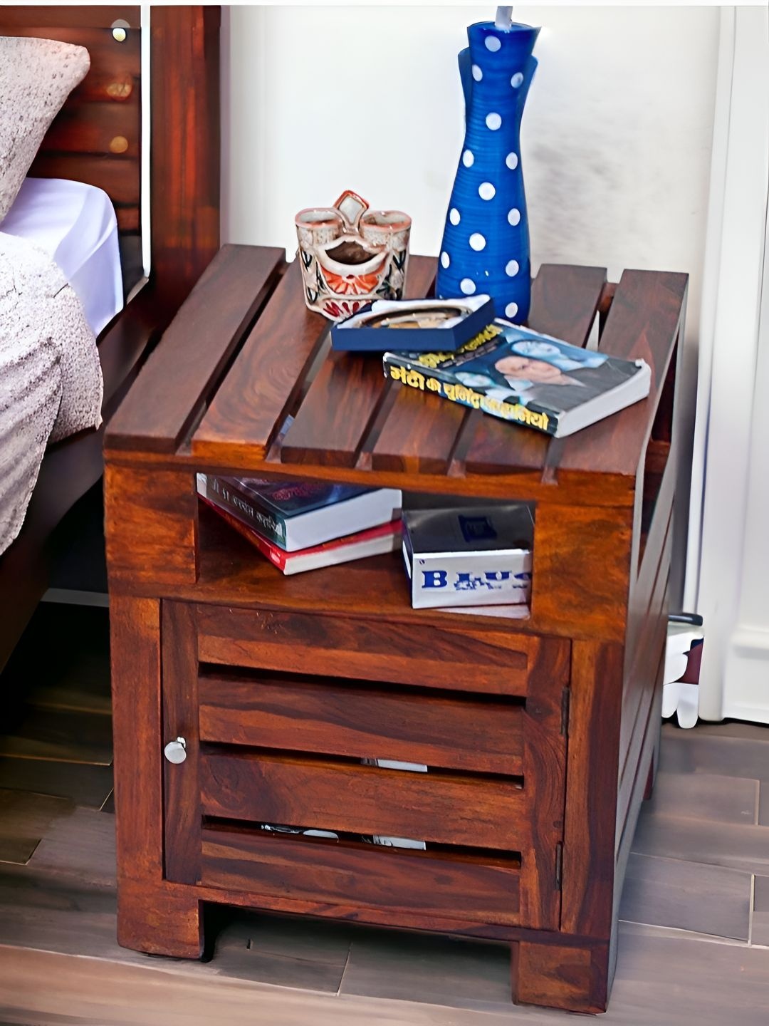 

Ikiriya Brown Wood Contemporary Bedside Table