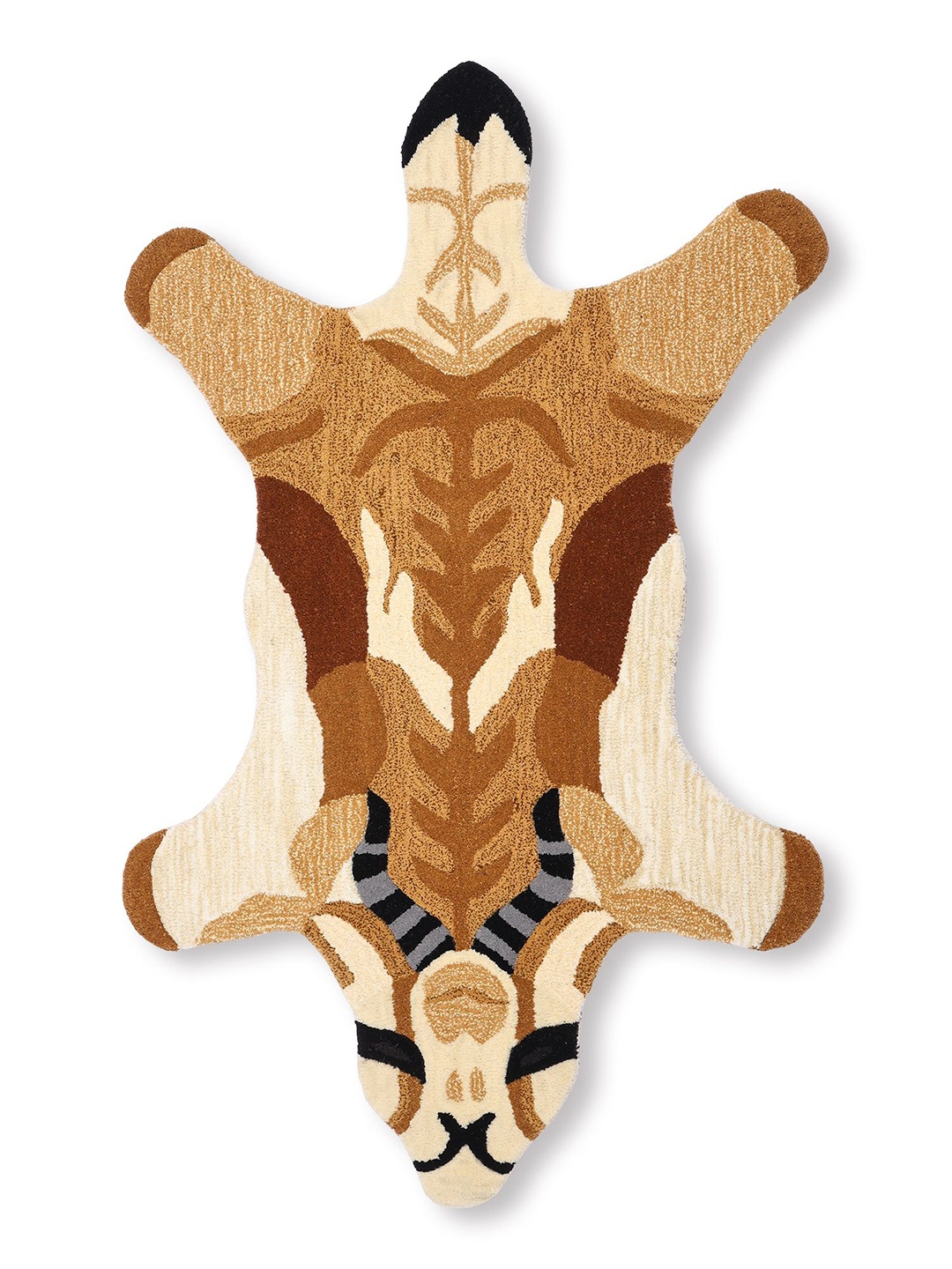 

Exotic India Multicolor Hand Tufted Impala Shaped Yogic Asana Mat, Brown