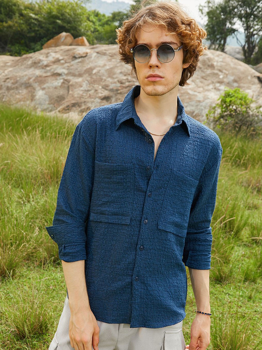 

Campus Sutra Men Comfort Opaque Casual Shirt, Blue