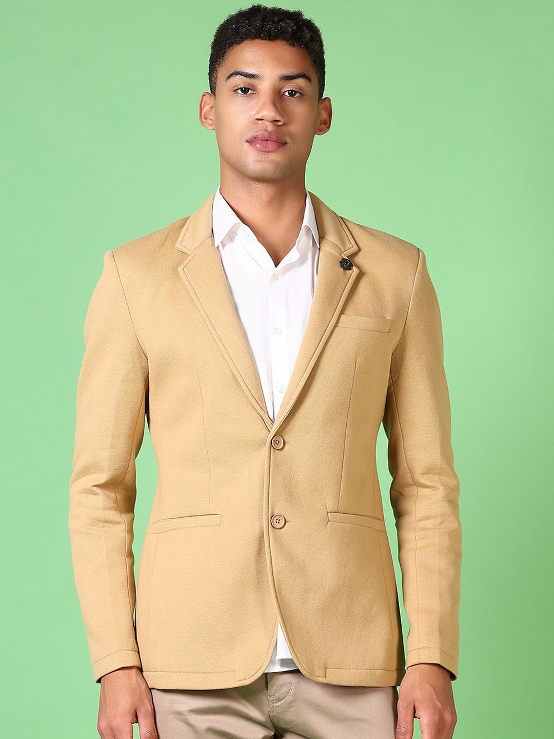 

V-Mart Single-Breasted Casual Blazer, Khaki