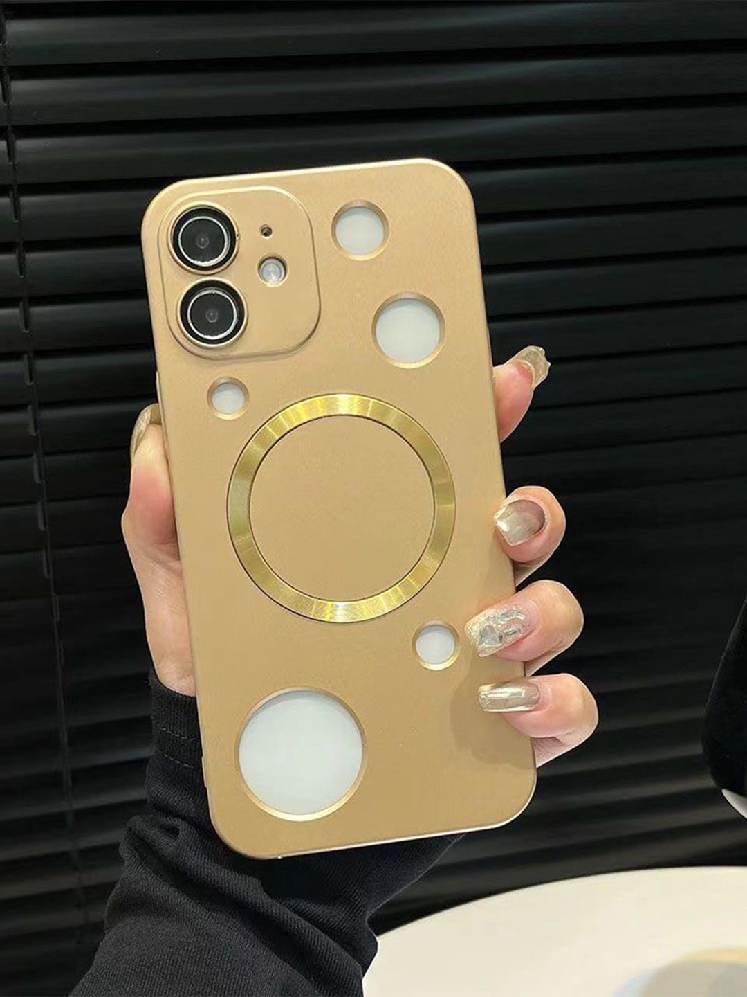 

Luxury Kase Solid Printed iPhone 12 Back Case Mobile Accessories, Gold