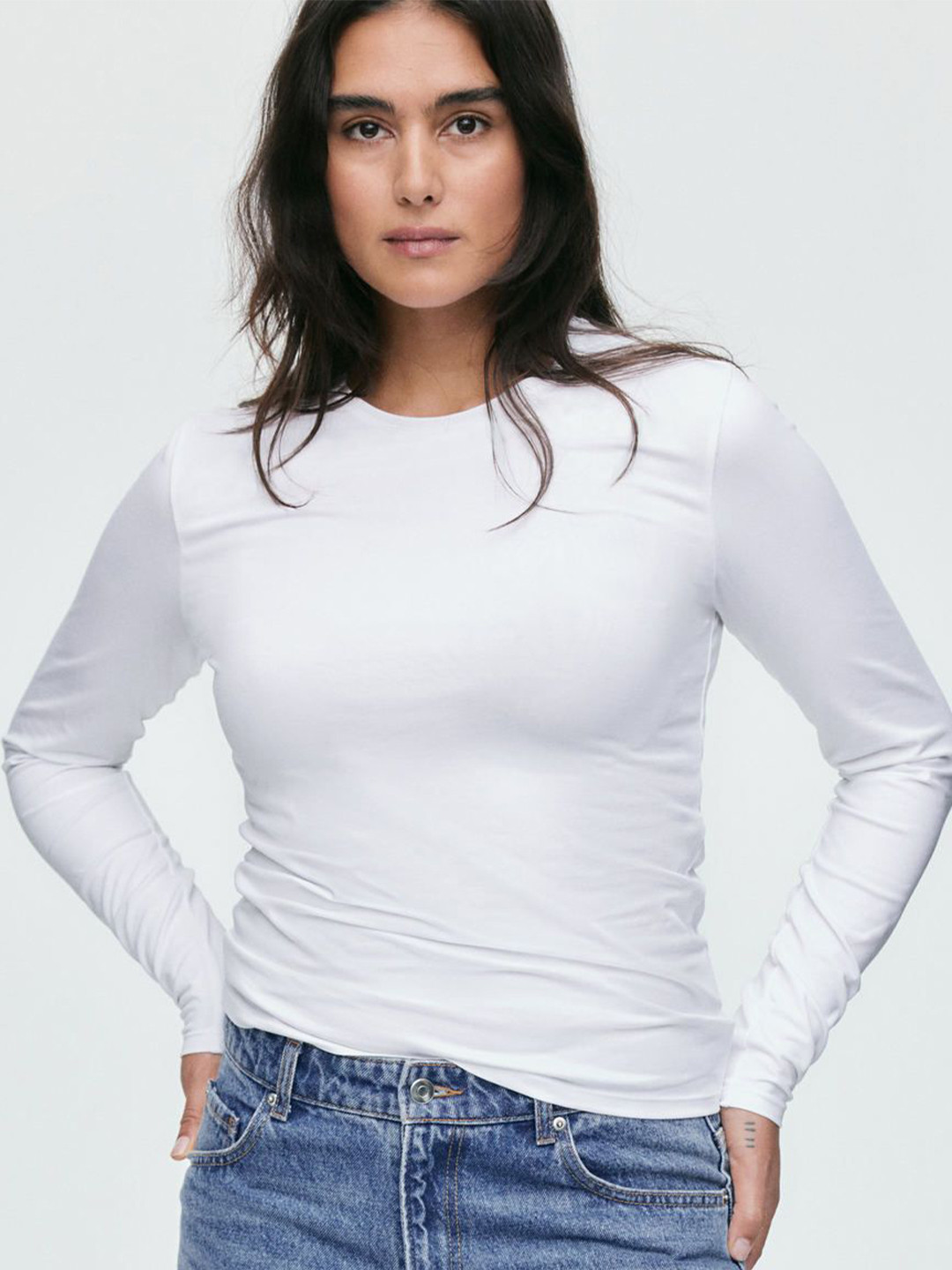 

H&M Fitted Cotton Top, White