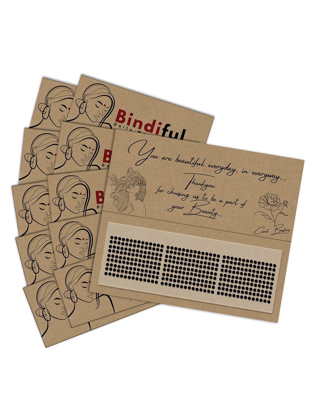 

Comet Busters Set Of 10 Bindiful Traditional Designer Bindis - Black