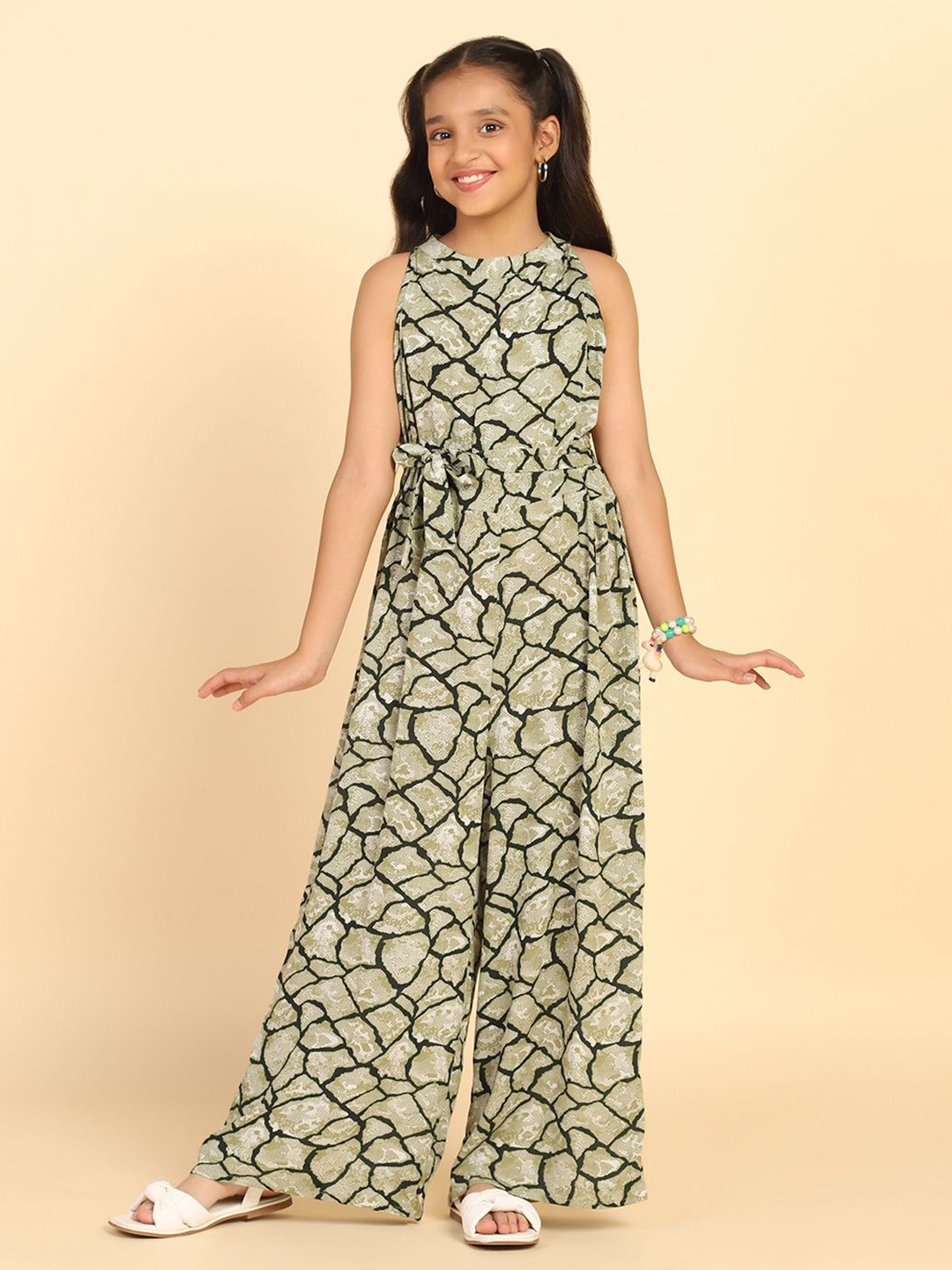 

FASHION DREAM Girls Printed Basic Jumpsuit, Green