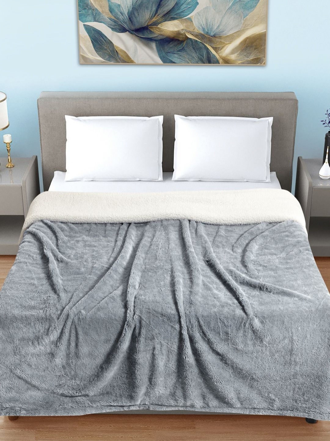 

FABINALIV Grey Woollen Mild Winter 600 GSM Double Bed Comforter