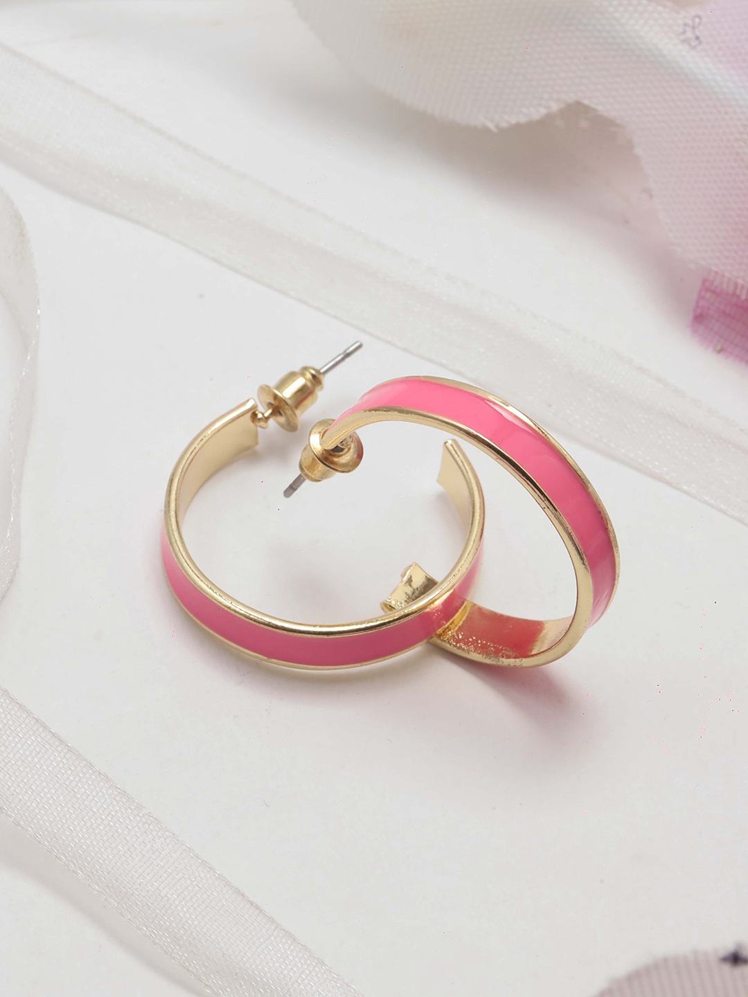

Maansh Contemporary Hoop Earrings, Pink