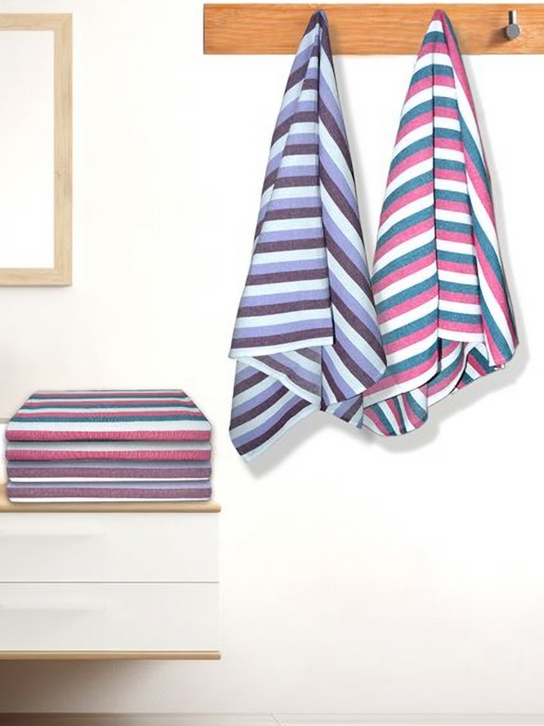 

Aura Violet & Pink 5 Striped Cotton 210 GSM Bath Towel