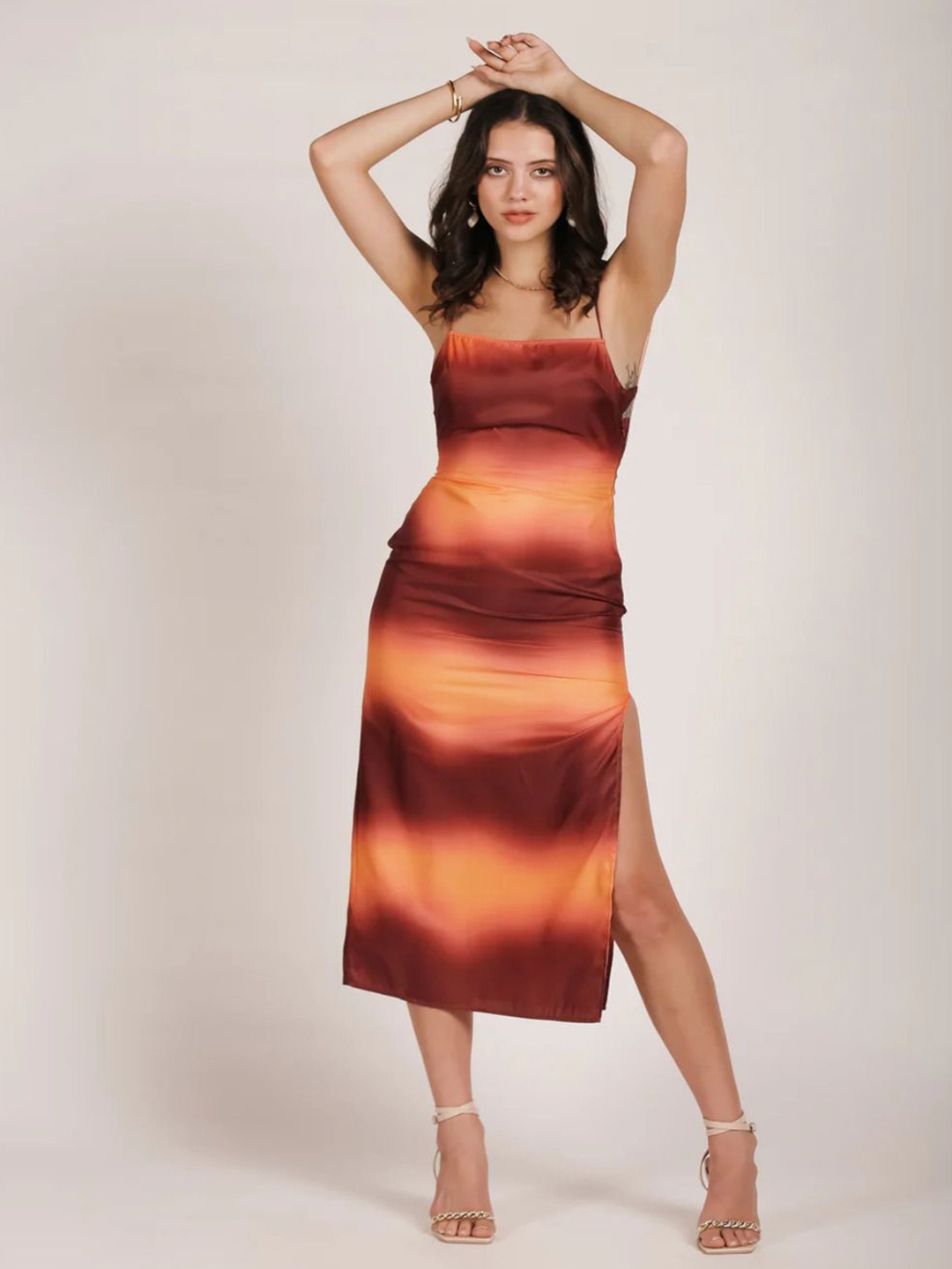 

Dressy Daiquiri Women Tie and Dye Printed Maxi Dress, Orange